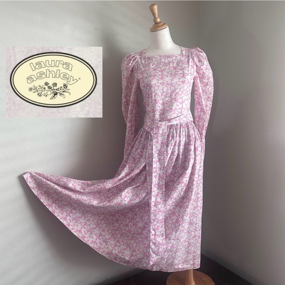 Vintage Laura Ashley Great Britain Womens Cotton Floral Prairie Dress UK 8  US 6